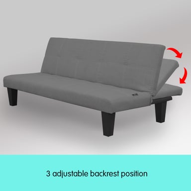 Sarantino 2 Seater Dark Grey Linen Fabric Sofa Bed Couch Bunnings Warehouse
